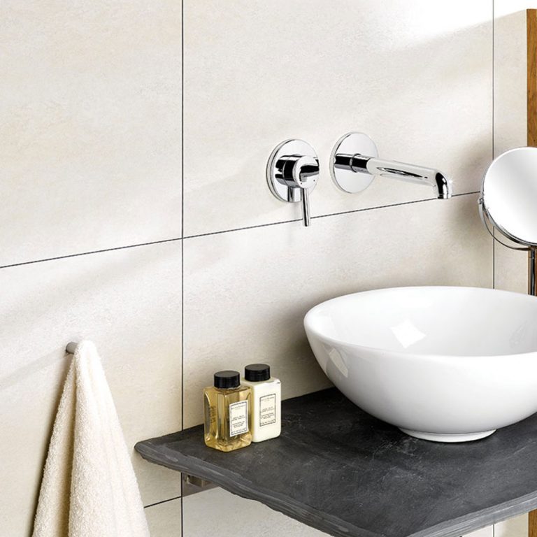 Dumawall Plus Beige Solid Bathroom Wall Tile Aps Wall Panelling